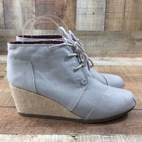 Bobs‎ Skechers Gray Wedge Ankle Booties Lace Up - Picture 2 of 11